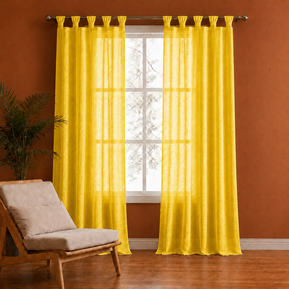 Fort Absolute - Twist Tab Top Sheer Curtain (Yellow)