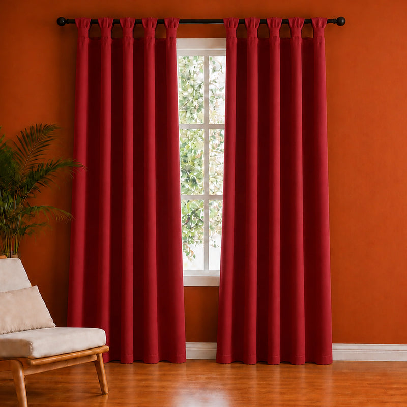 Fort Essential - Twist Tap Top Blackout Curtain (Maroon)-1