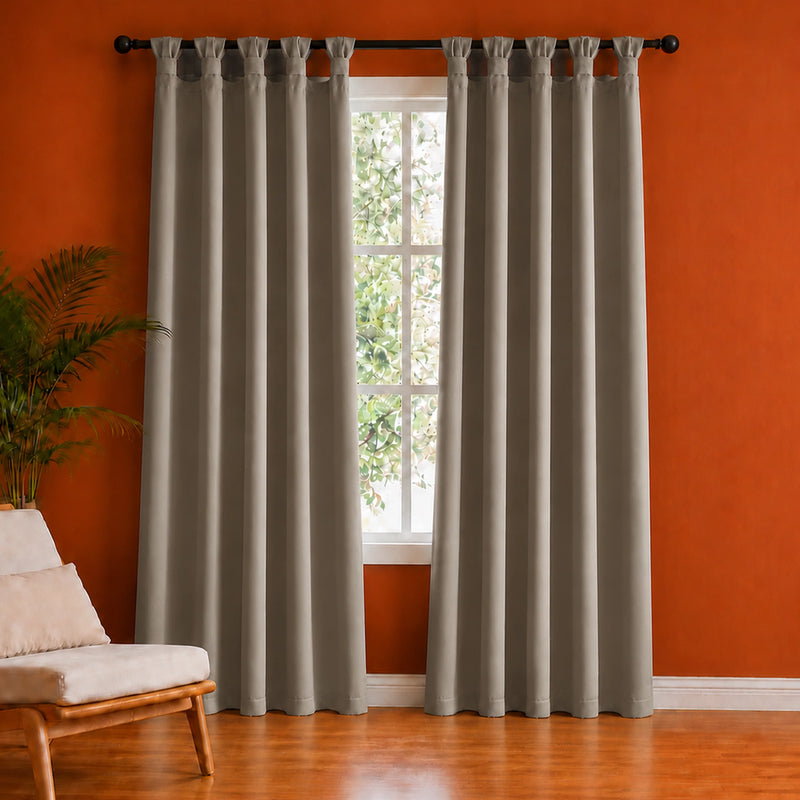 Fort Essential - Twist Tap Top Solid Blackout Curtain (English Grey)-1