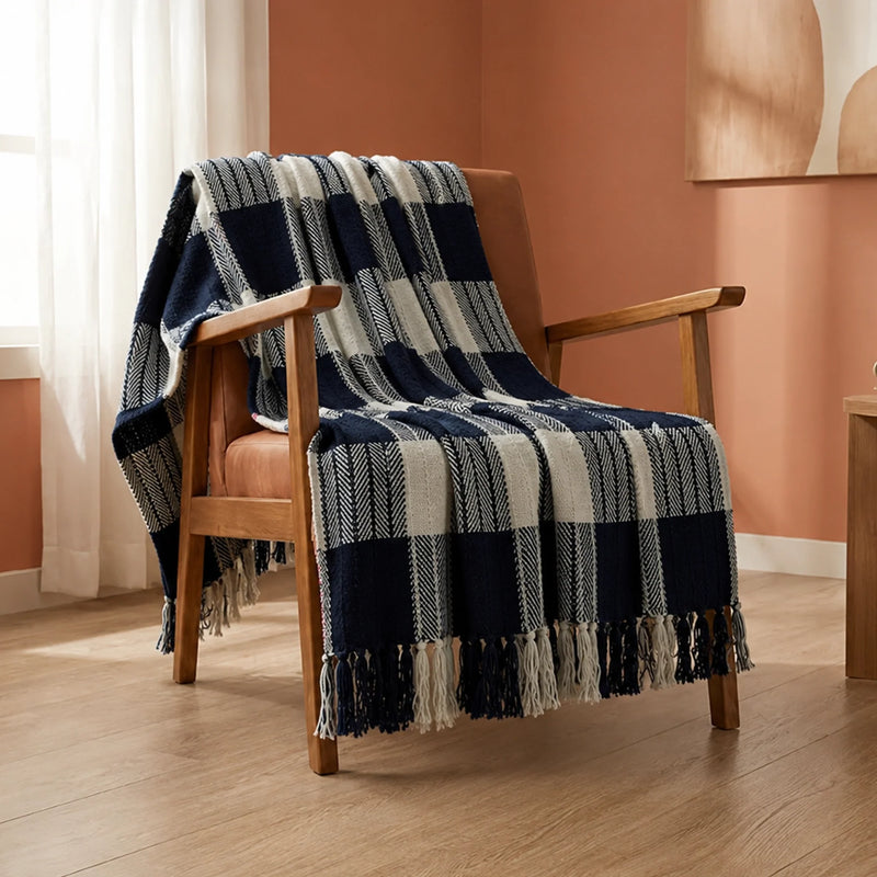 Breton Blue Harlequin - Plaid Woven Throw-1