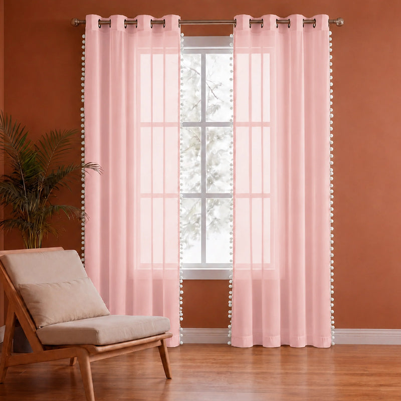 Fort Handpicked Breeze - Pink Sheer Curtain-1