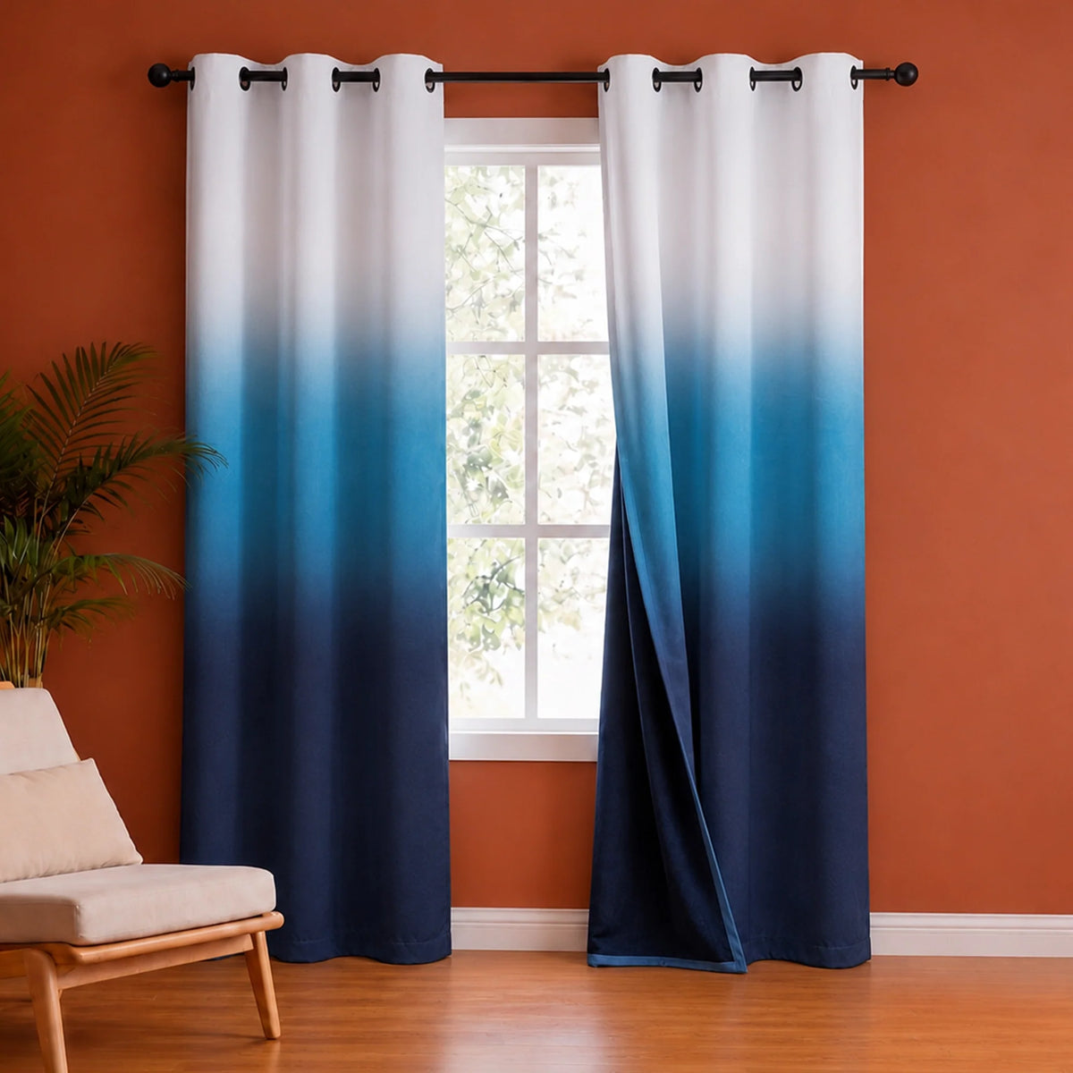 Blackout Ombre Curtain (Blue & Black)-1
