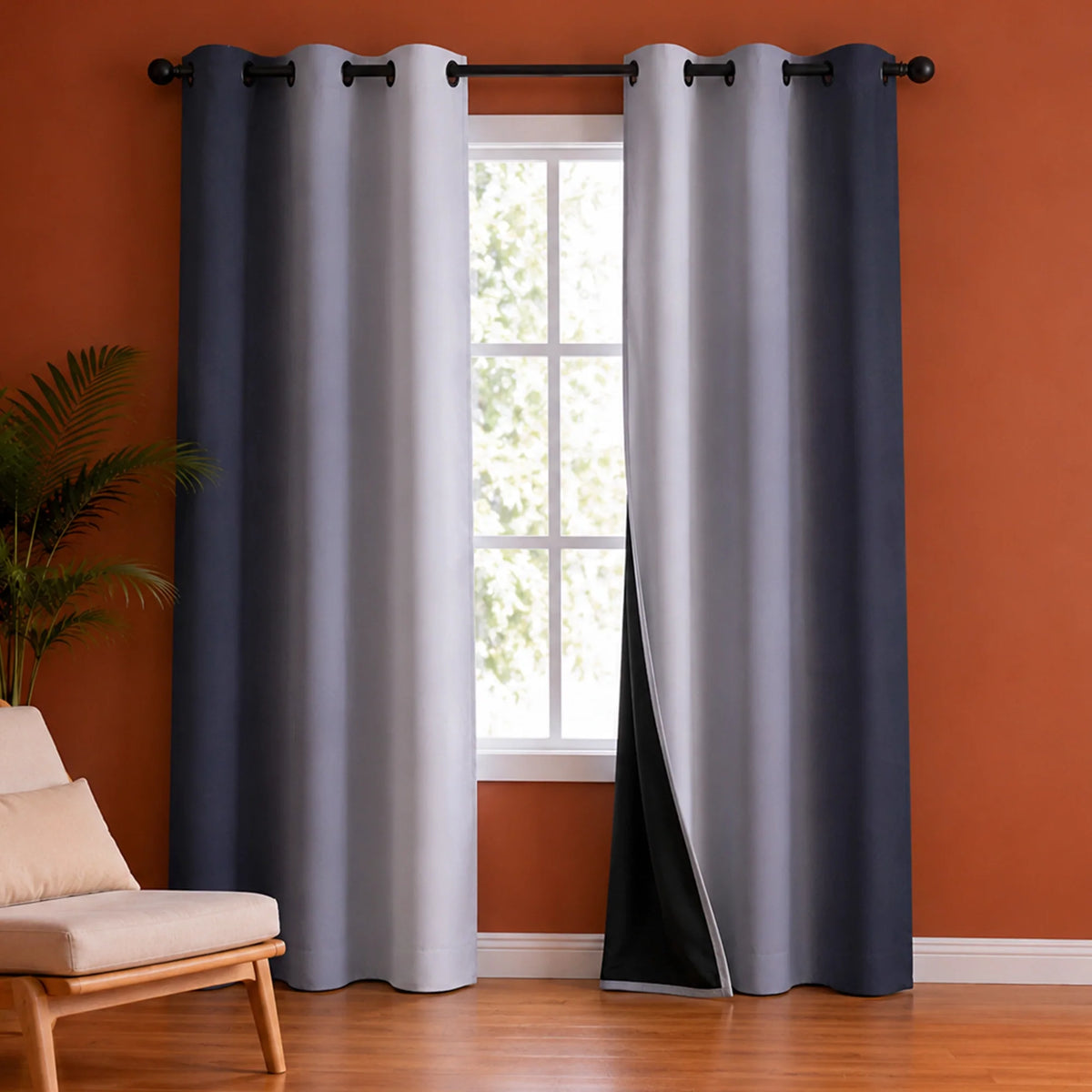Blackout Ombre Curtain (Grey & Black)-1