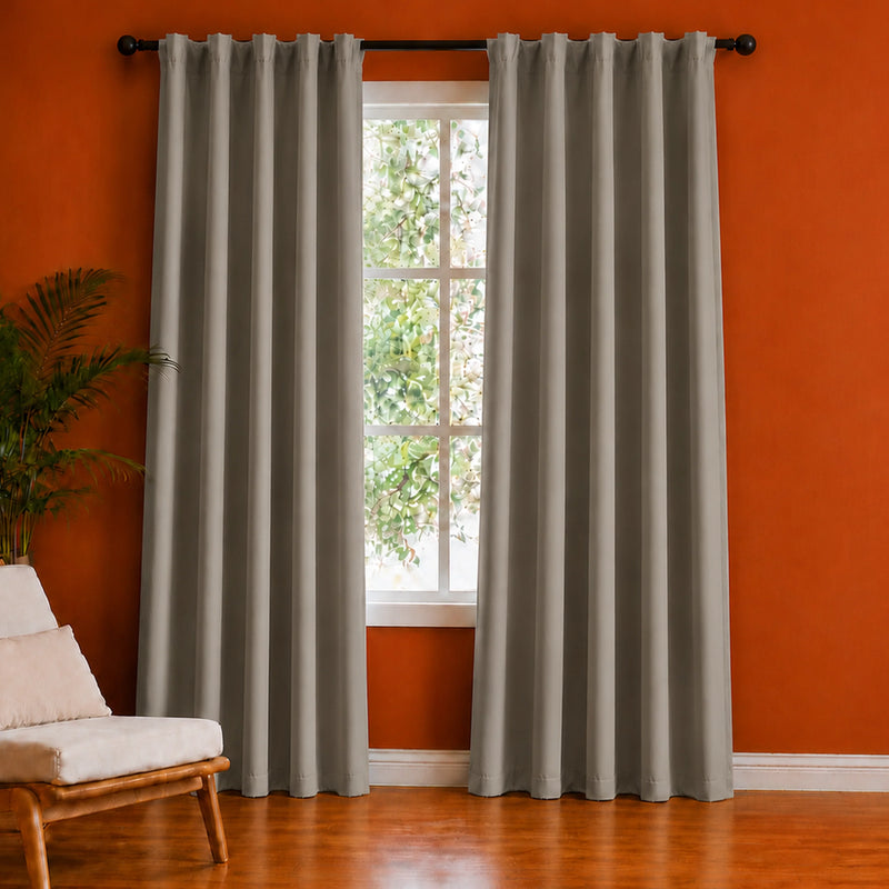 Fort Essential - Back Tab Blackout Curtain (English Grey)-1