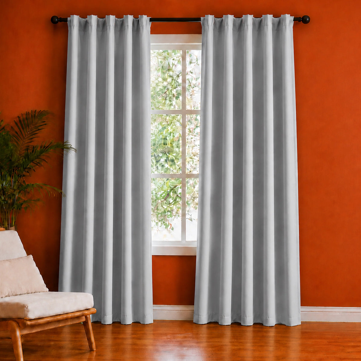 Fort Essential - Back Tab Blackout Curtain (Greyish White)-1