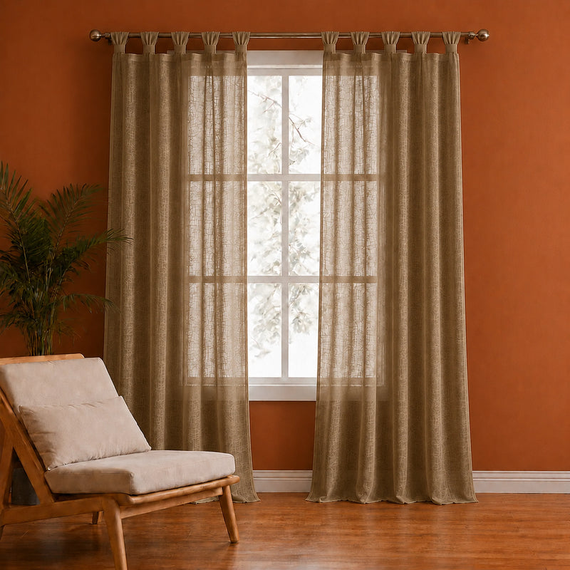 Fort Absolute - Twist Tab Top Sheer Curtain (Dark Brown)-1
