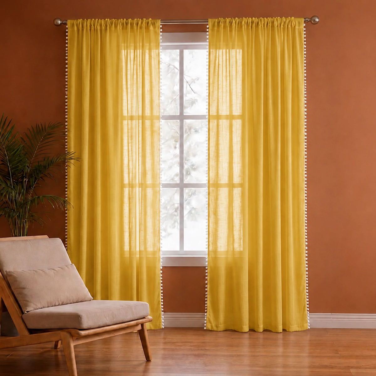 Fort Handpicked Breeze - Rod Pocket Yellow Sheer Curtain-1
