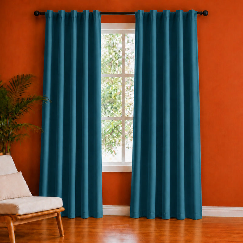 Fort Essential - Back Tab Blackout Curtain (Blue)-1