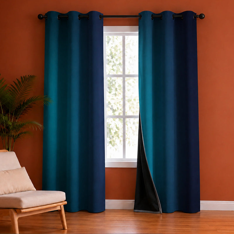 Blackout Ombre Curtain (Turquoise & Blue)-1