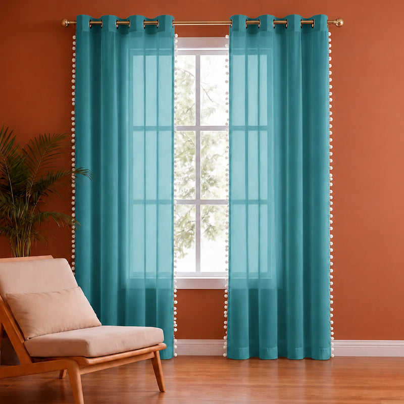 Fort Handpicked Breeze - Blue Sheer Curtain-1