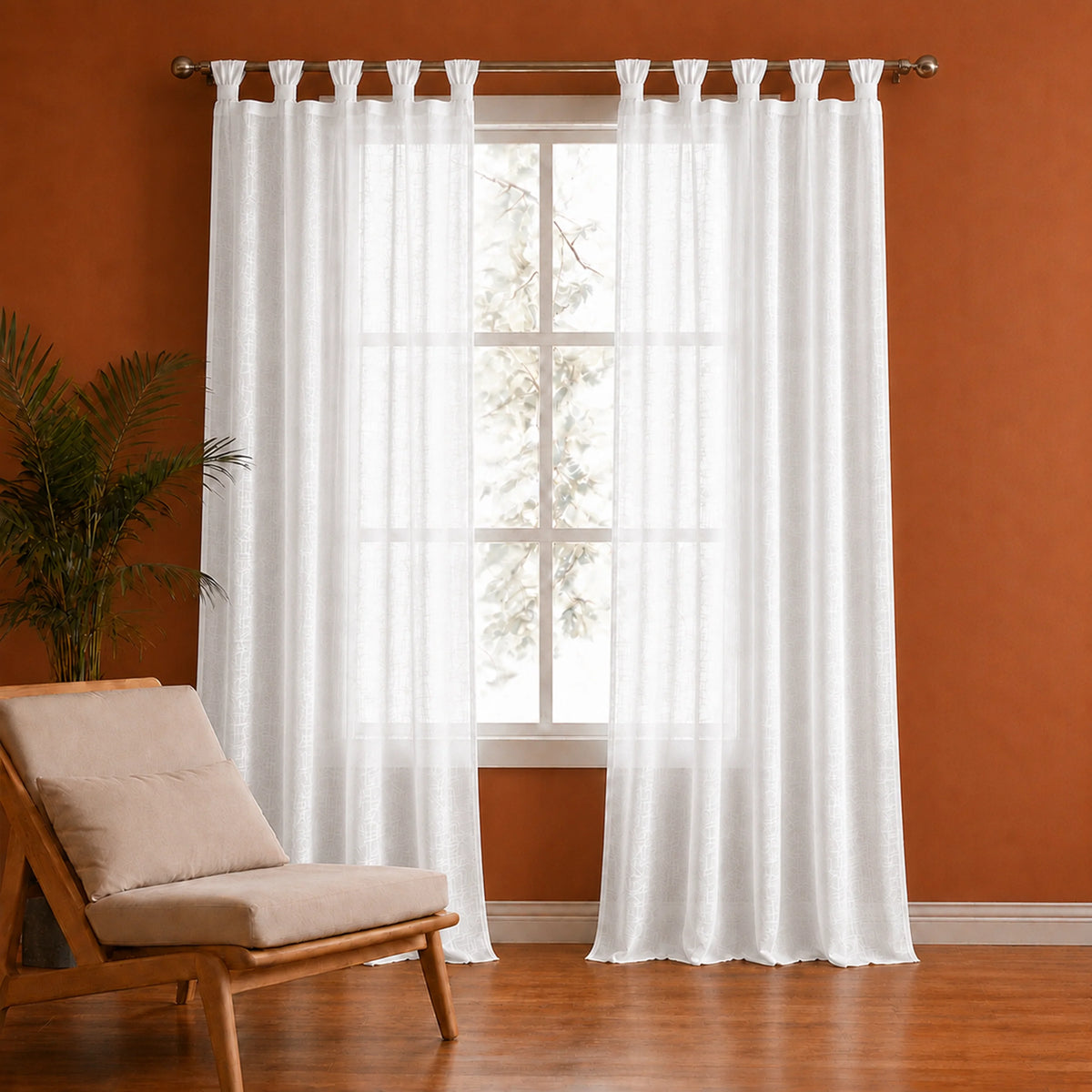 Fort Absolute - Twist Tab Top Sheer Curtain (White)-1