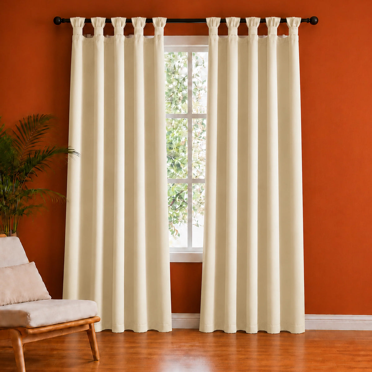 Fort Essential - Twist Tap Top Solid Blackout Curtain (Beige)-1