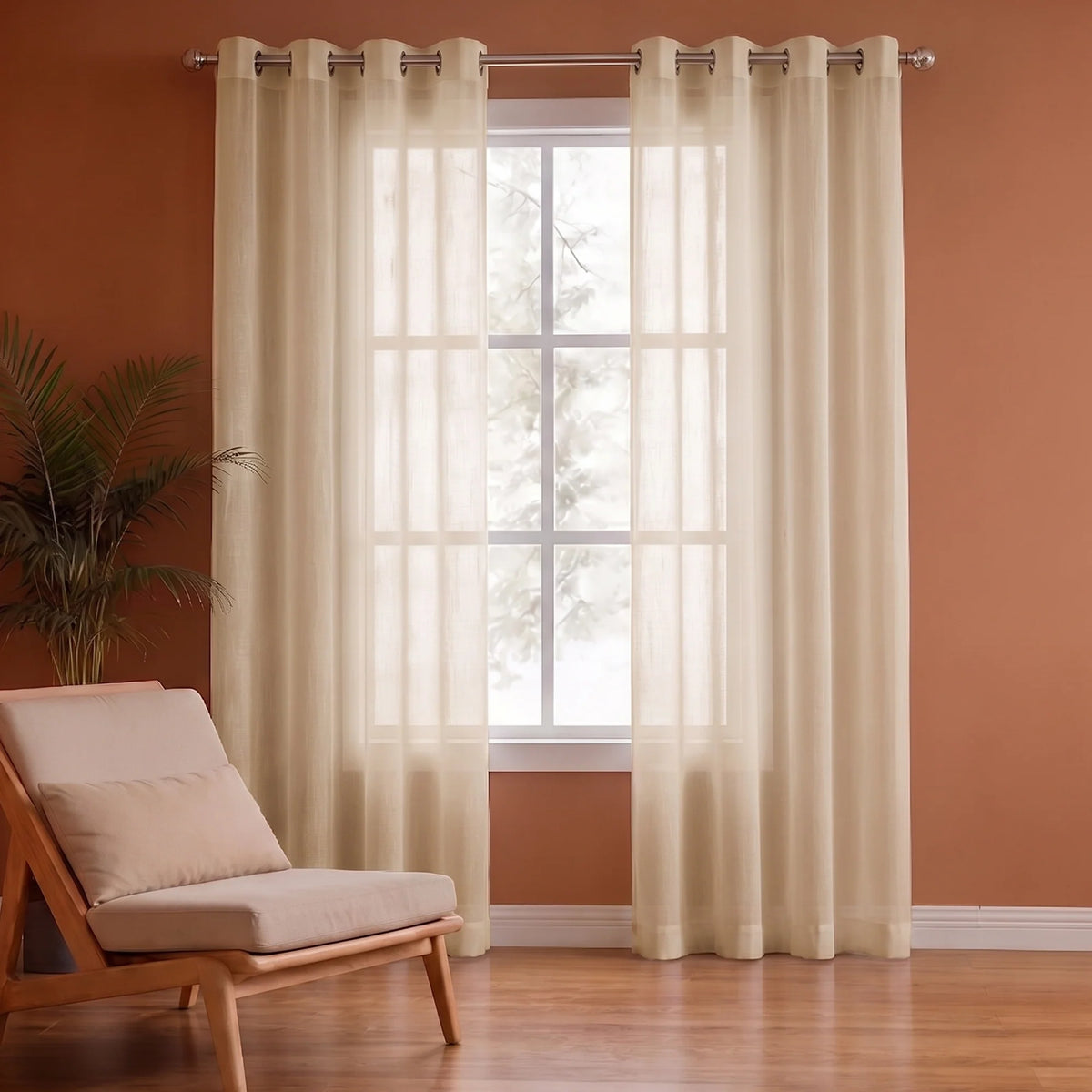 Fort Absolute - Beige Sheer Curtain-1