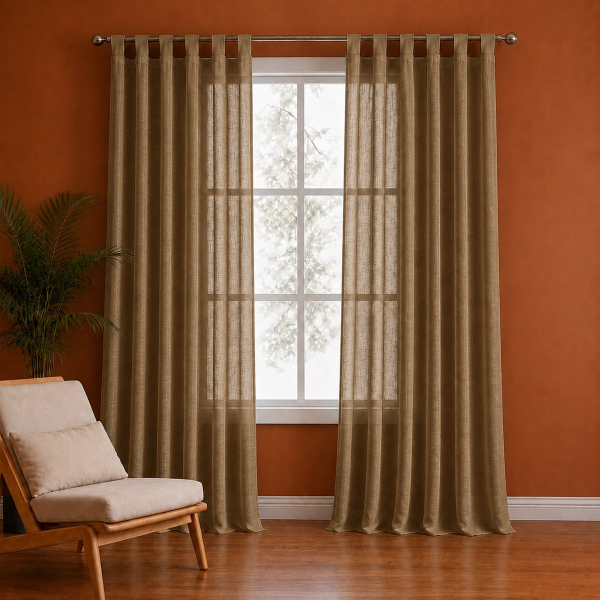 Fort Absolute - Dark Brown Loop Sheer Curtain-1