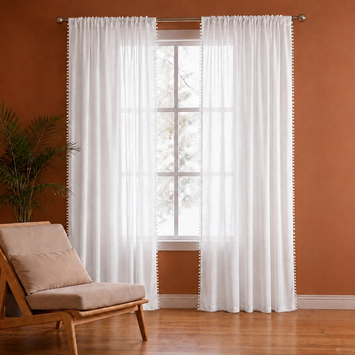 Fort Handpicked Breeze - Rod Pocket White Sheer Curtain-1