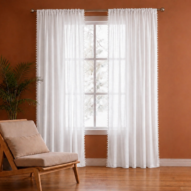 Fort Handpicked Breeze - Rod Pocket White Sheer Curtain-1