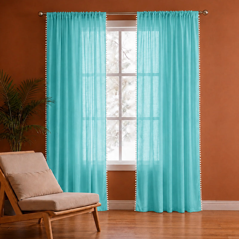 Fort Handpicked Breeze - Celeste Rod Pocket Sheer Curtain-1