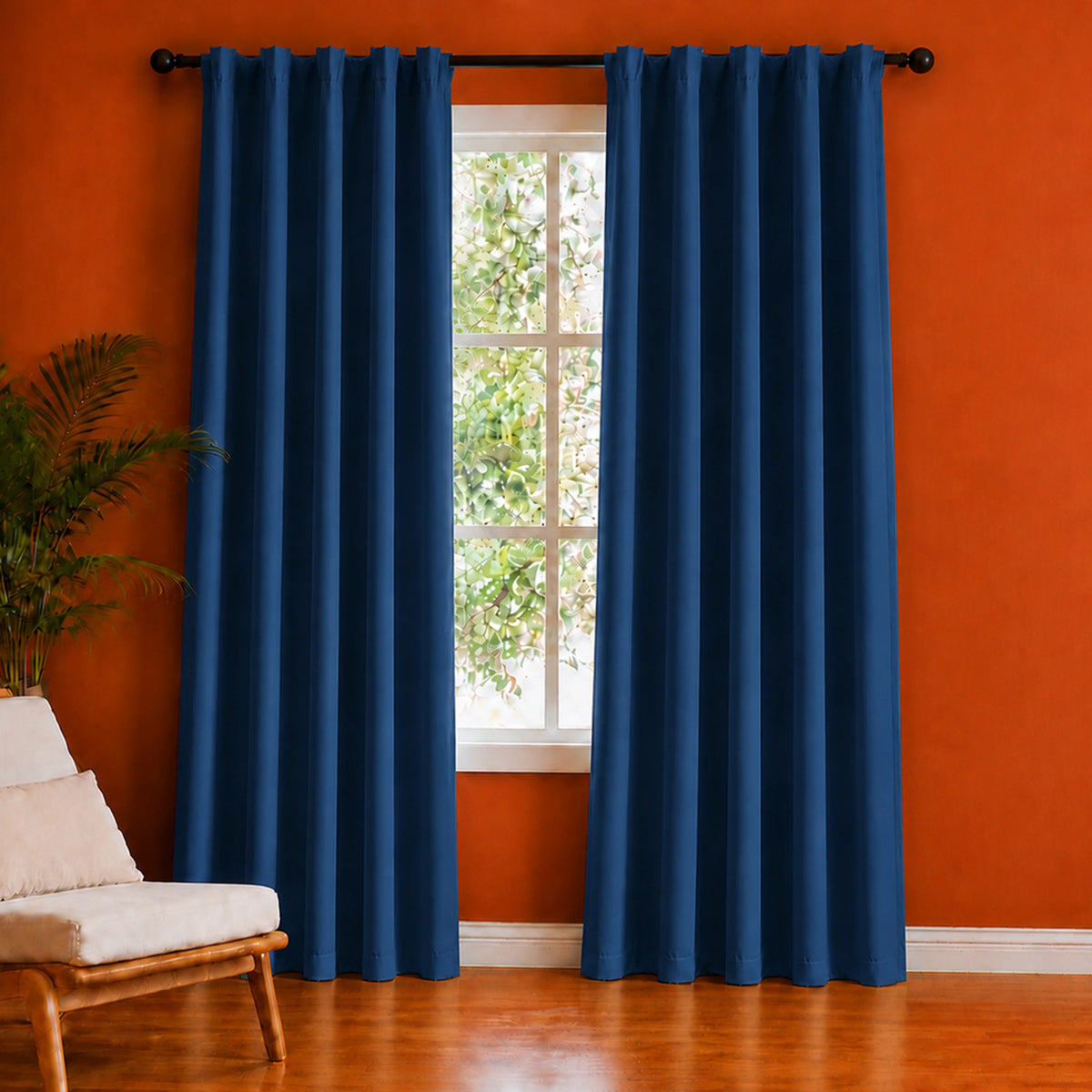 Fort Essential - Back Tab Blackout Curtain (Navy Blue)-1