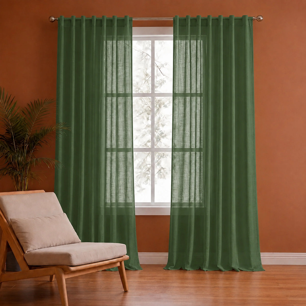 Fort Absolute - Back Tab Solid Sheer Curtain (Mint Green)-1