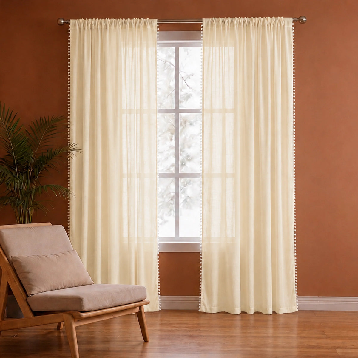 Fort Handpicked Breeze - Rod Pocket Beige Sheer Curtain-1