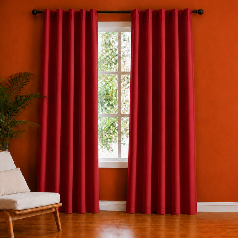 Fort Essential - Back Tab Blackout Curtain (Maroon)-1