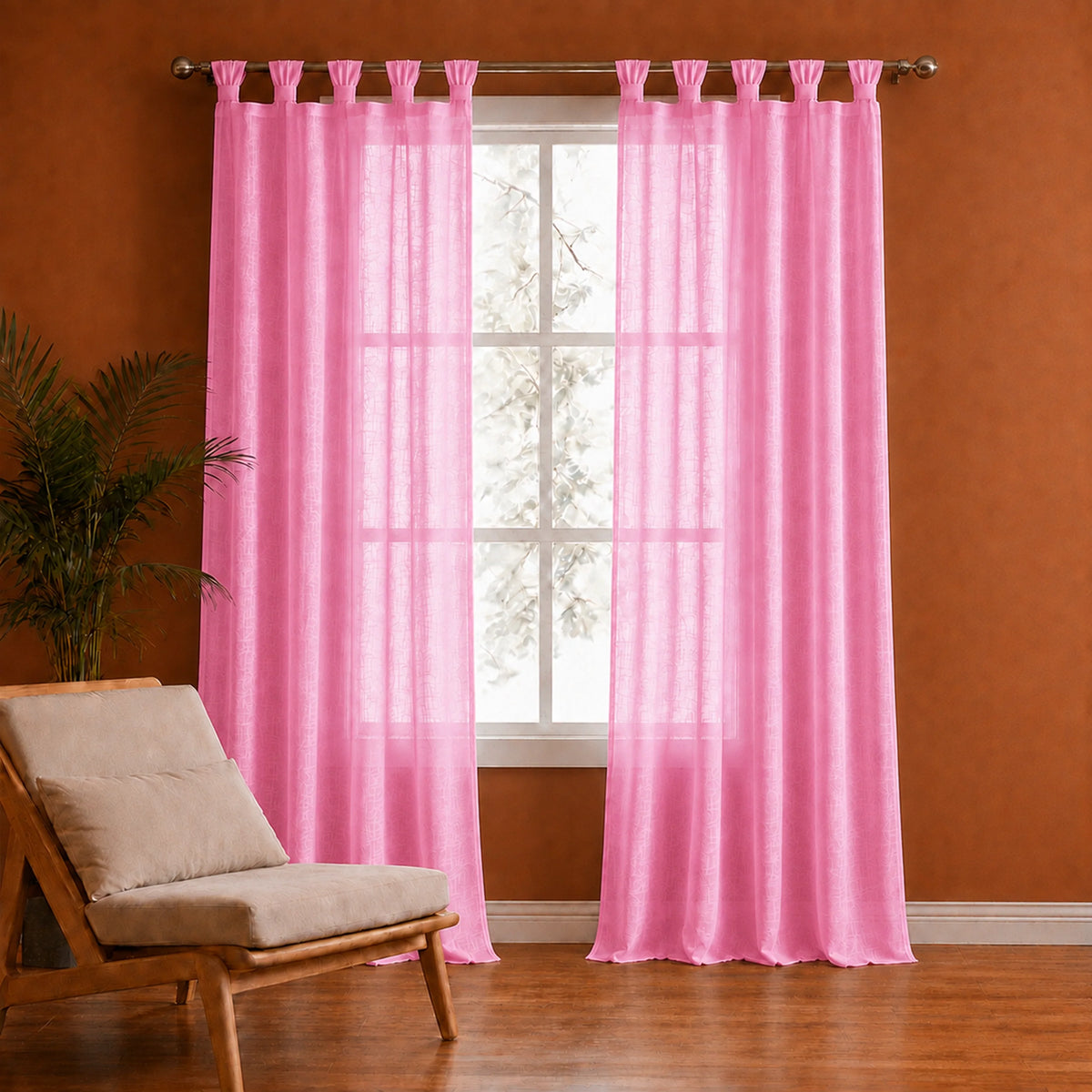 Fort Absolute - Twist Tab Top Sheer Curtain (Pink)-1