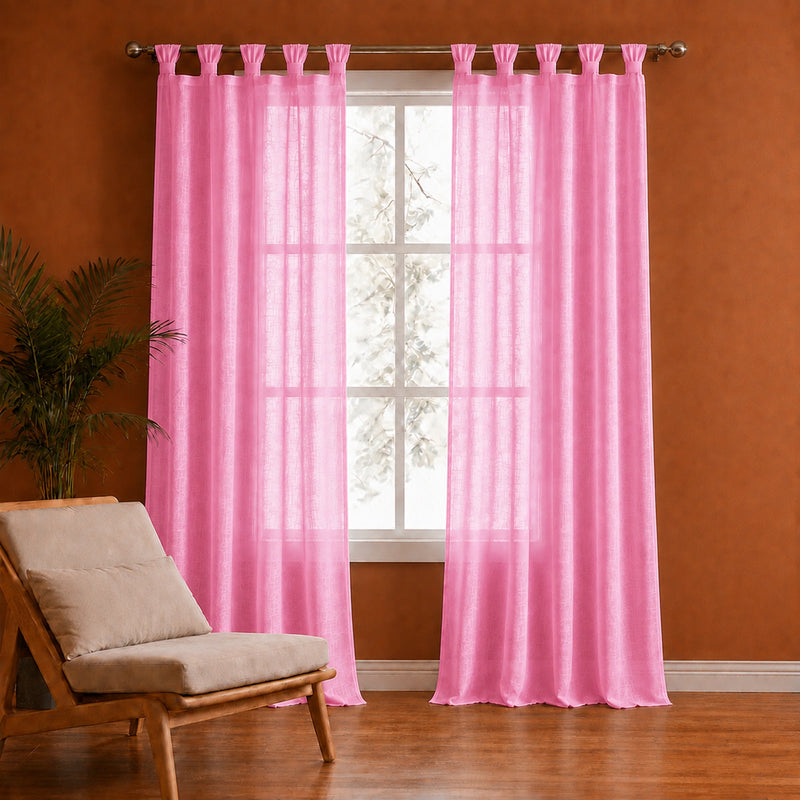 Fort Absolute - Twist Tab Top Sheer Curtain (Pink)-1