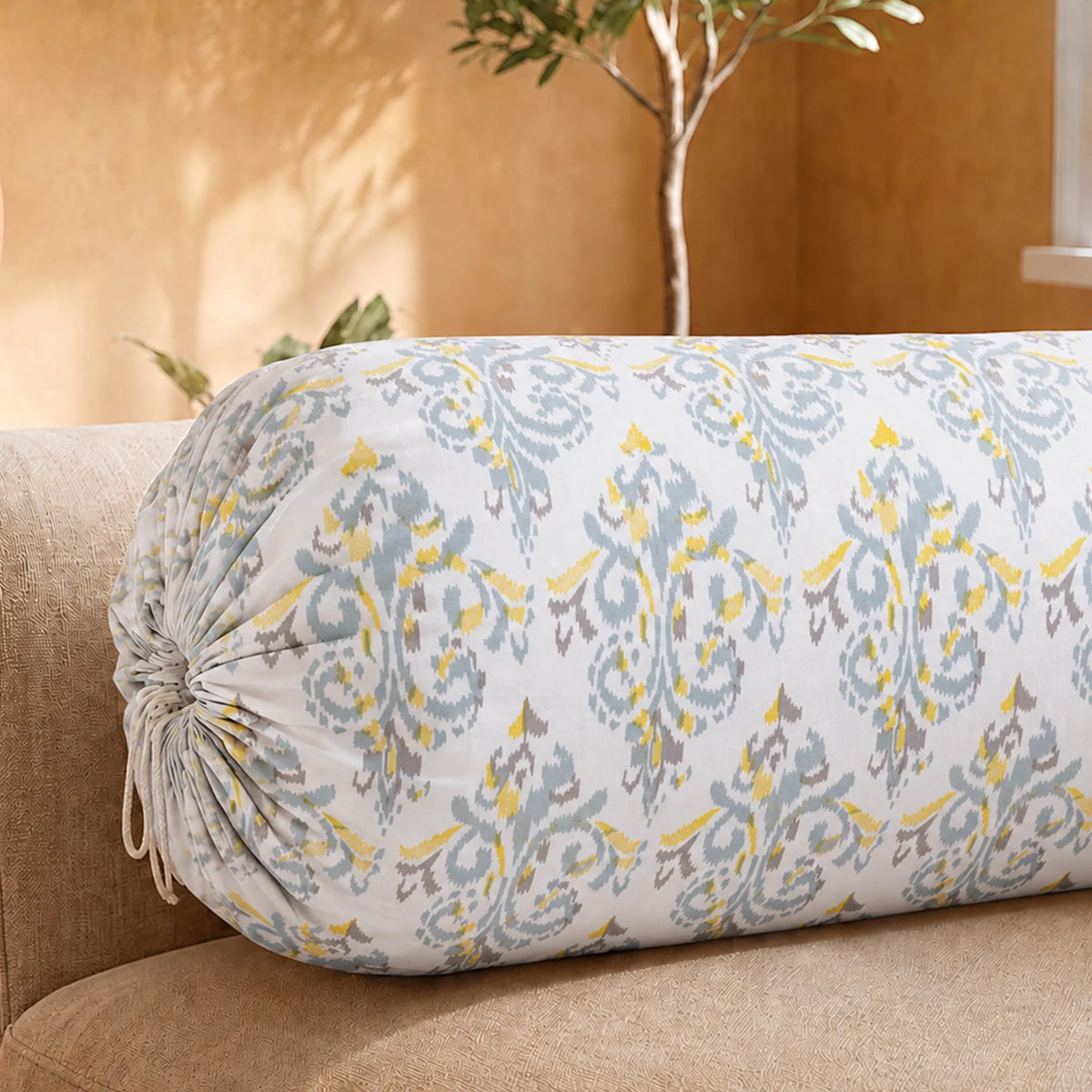 Imprimer Ikat - Printed Bolster Cover (Yellow)-2
