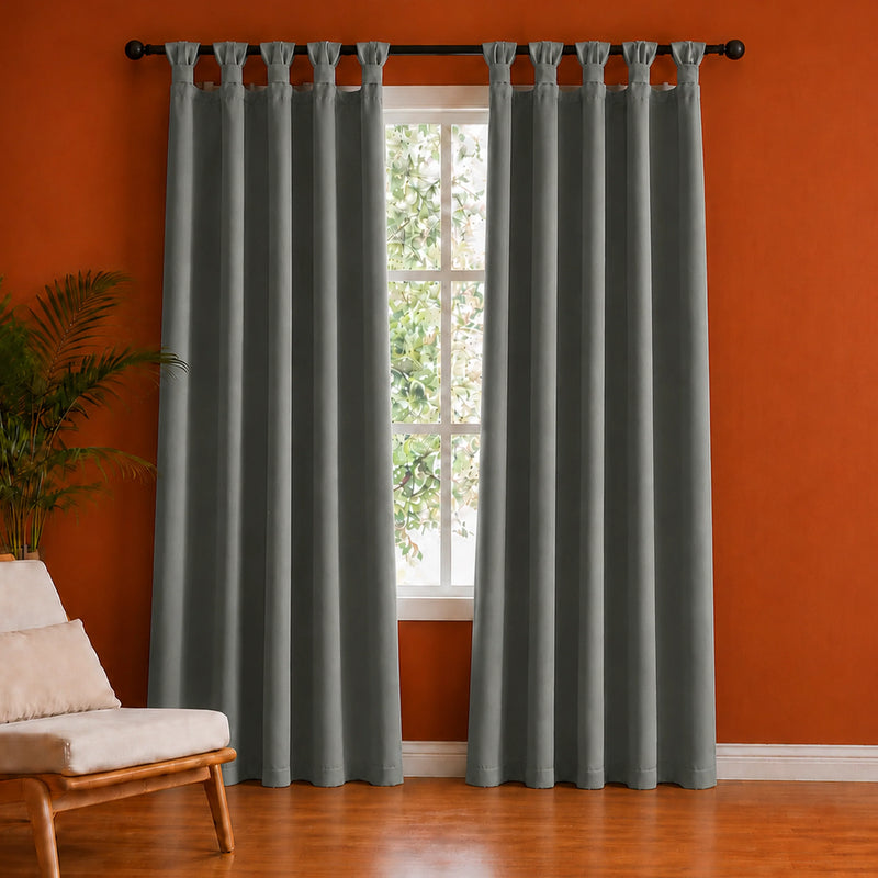 Fort Essential - Twist Tap Top Solid Blackout Curtain (Grey)-1