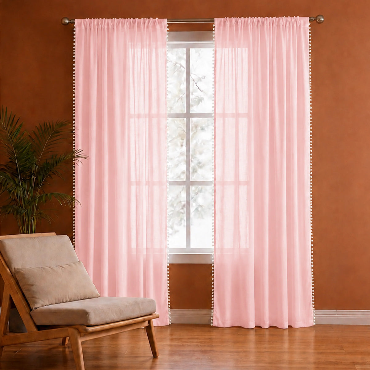 Fort Handpicked Breeze - Rod Pocket Pink Sheer Curtain-1