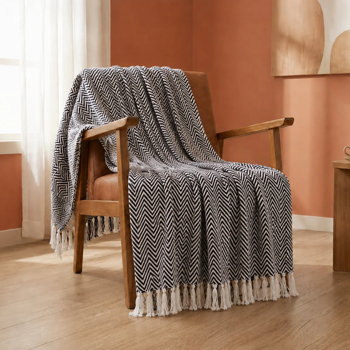 Tessitura Black Chevron - Throw-1