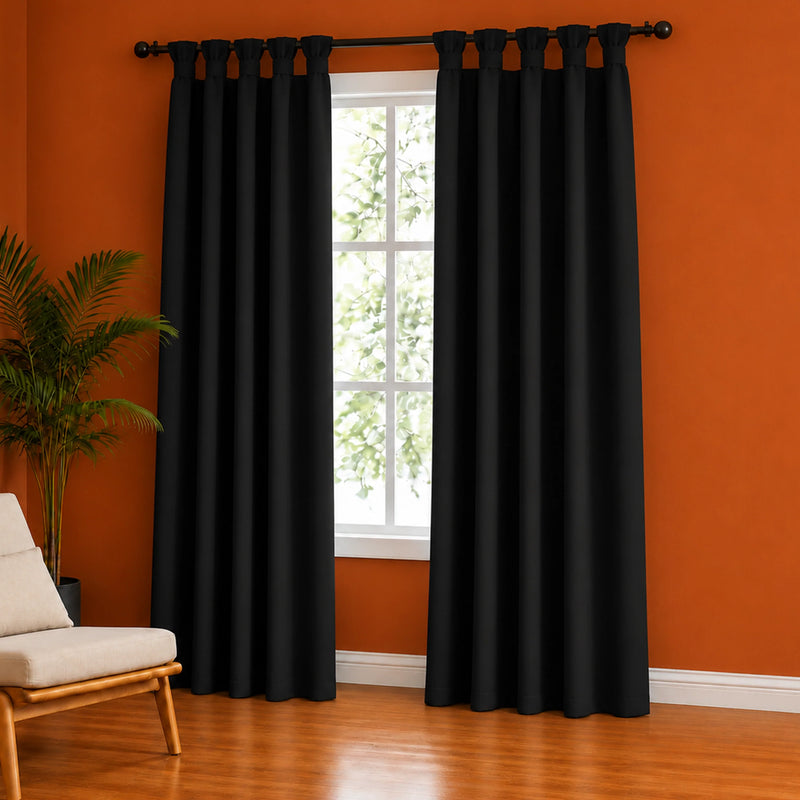 Fort Essential - Twist Tap Top Solid Blackout Curtain (Black)-2