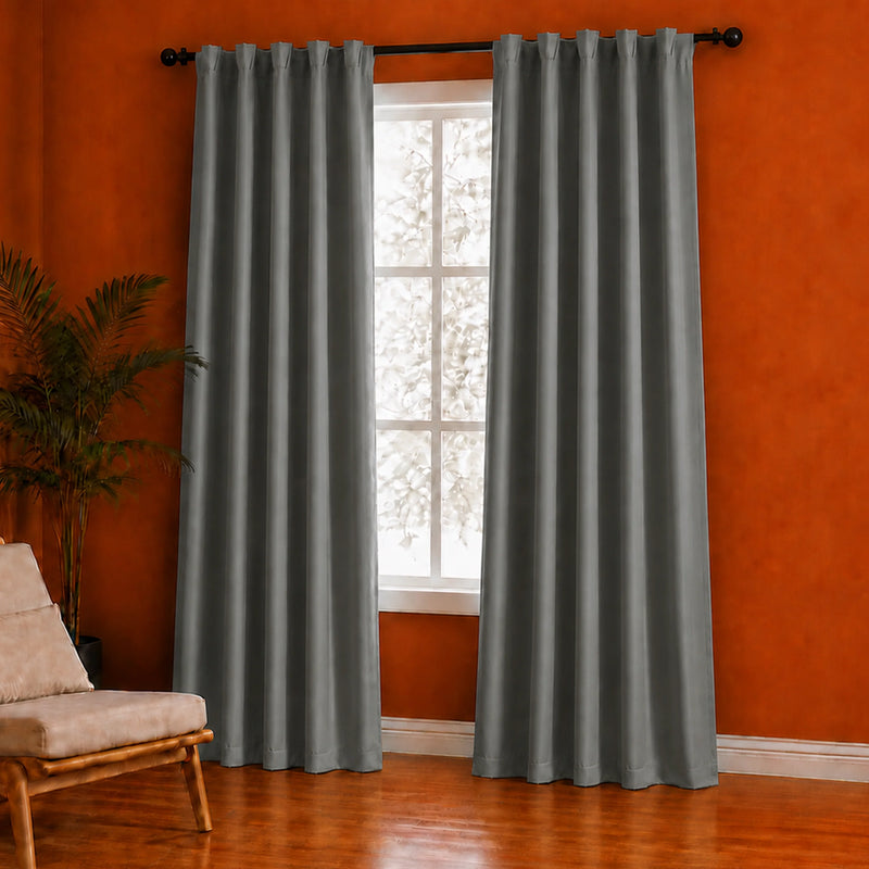 Fort Essential - Back Tab Blackout Curtain (Grey)-2