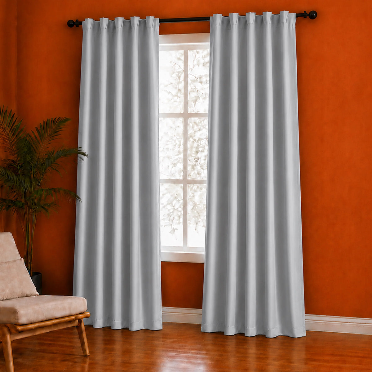 Fort Essential - Back Tab Blackout Curtain (Greyish White)-2