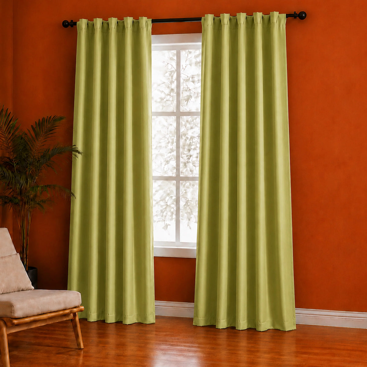 Fort Essential - Back Tab Blackout Curtain (Avacado Green)-2