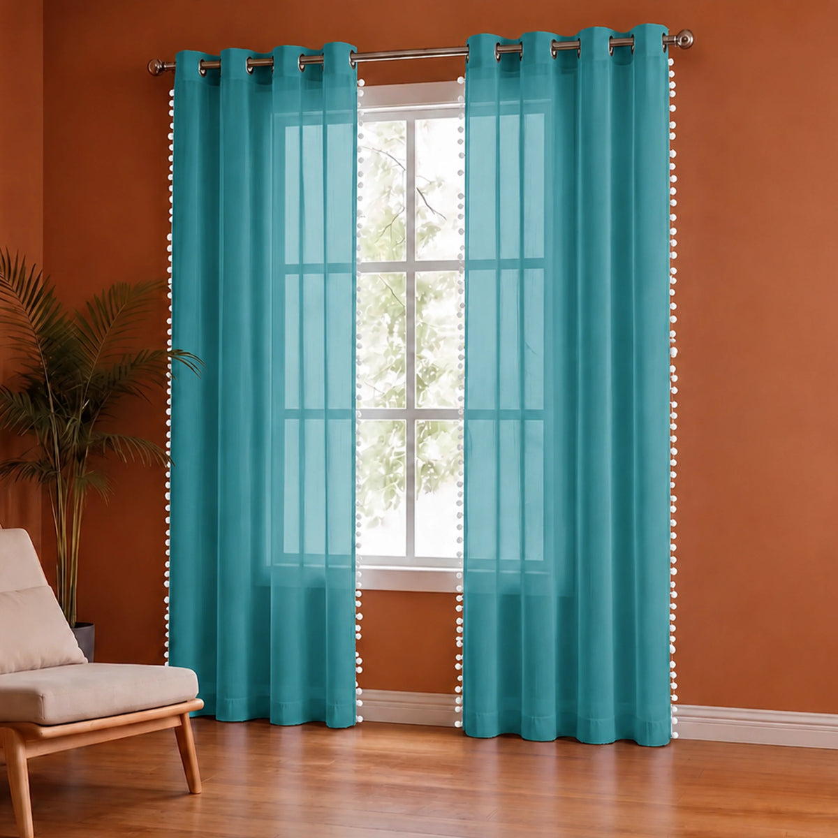 Fort Handpicked Breeze - Blue Sheer Curtain-2