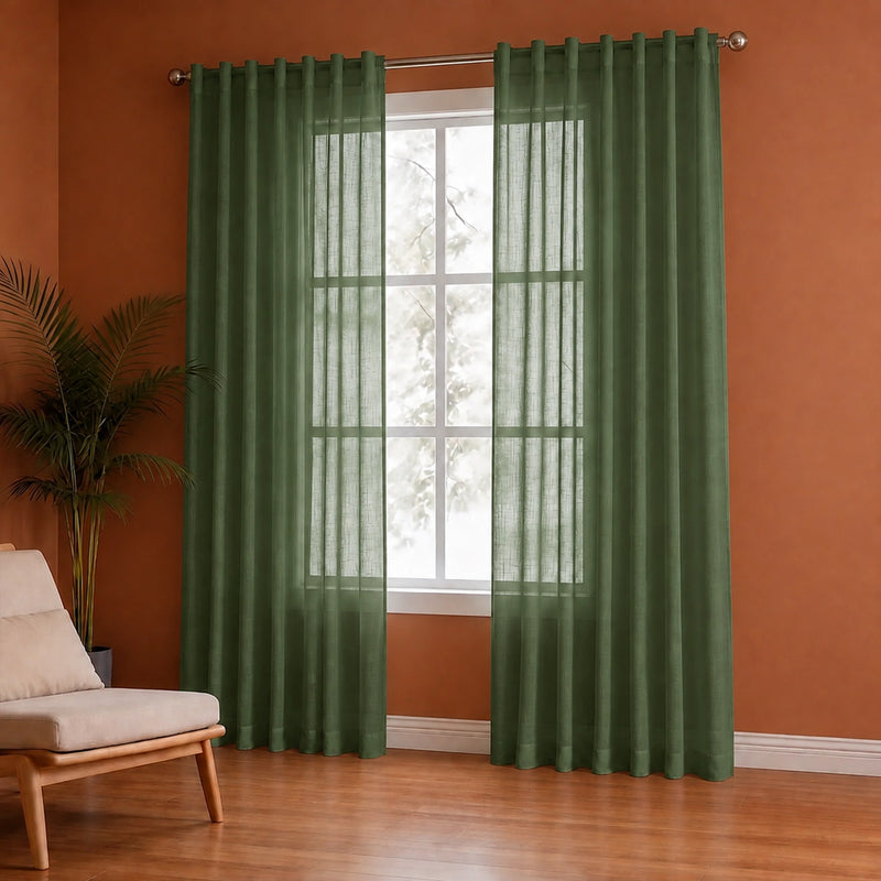 Fort Absolute - Back Tab Solid Sheer Curtain (Mint Green)-2