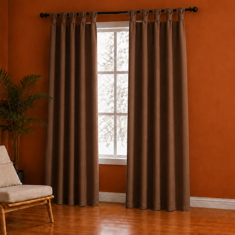 Fort Essential - Twist Tap Top Solid Blackout Curtain (Brown)-2