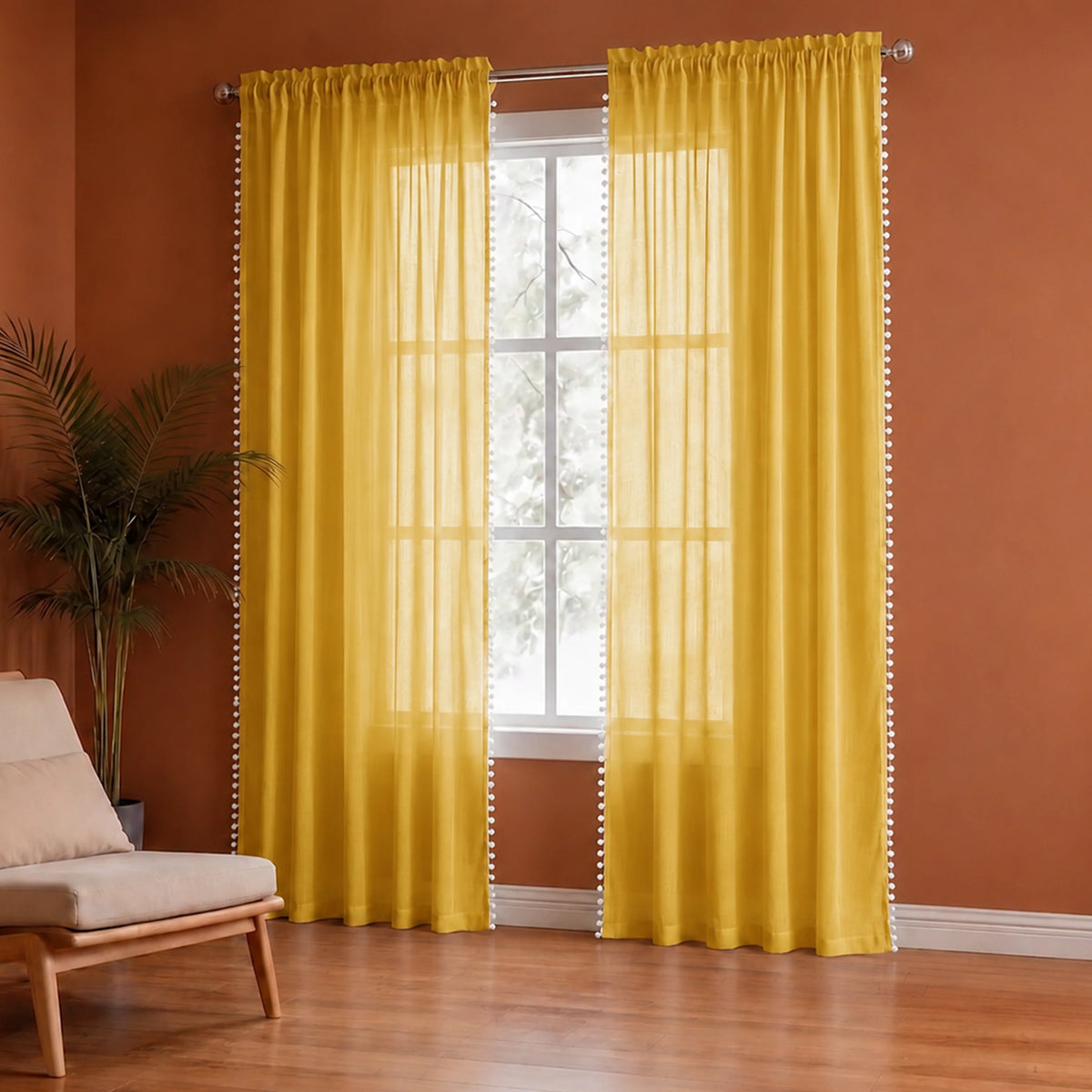 Fort Handpicked Breeze - Rod Pocket Yellow Sheer Curtain-2