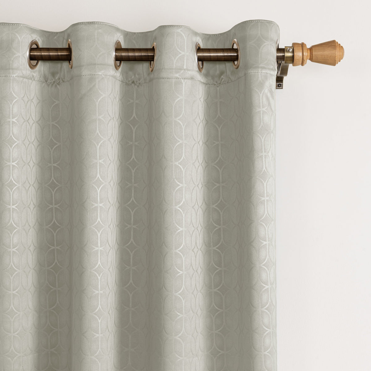 Off White Embossed Blackout Curtain (Elara - Eyelets)-2