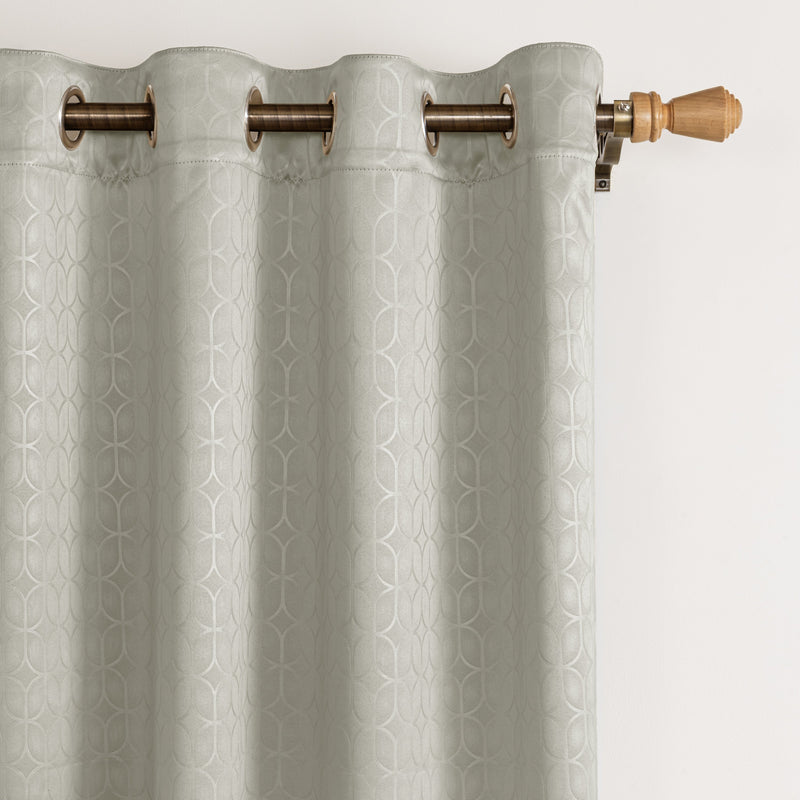 Off White Embossed Blackout Curtain (Elara - Eyelets)-2