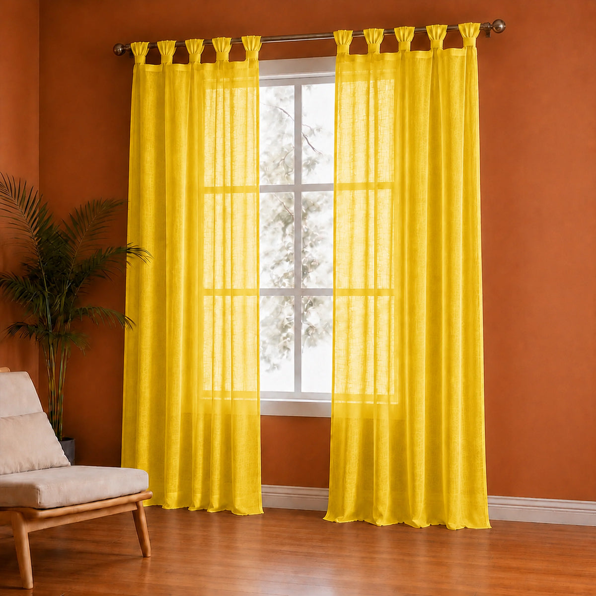 Fort Absolute - Twist Tab Top Sheer Curtain (Yellow)