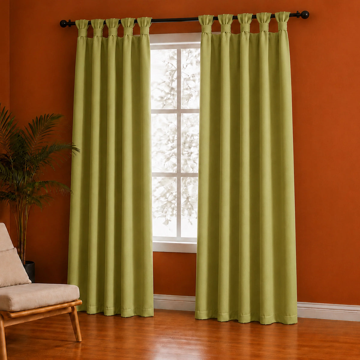 Fort Essential - Rod pocket Solid Blackout Curtain (Avocado Green)-2