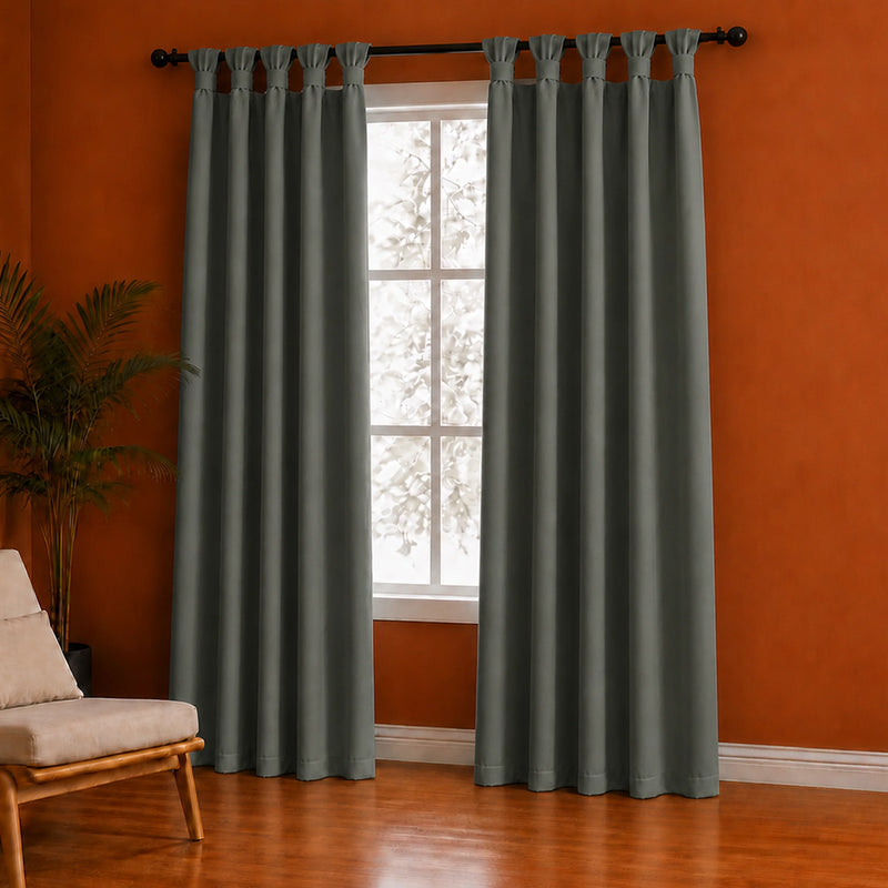 Fort Essential - Twist Tap Top Solid Blackout Curtain (Grey)-2
