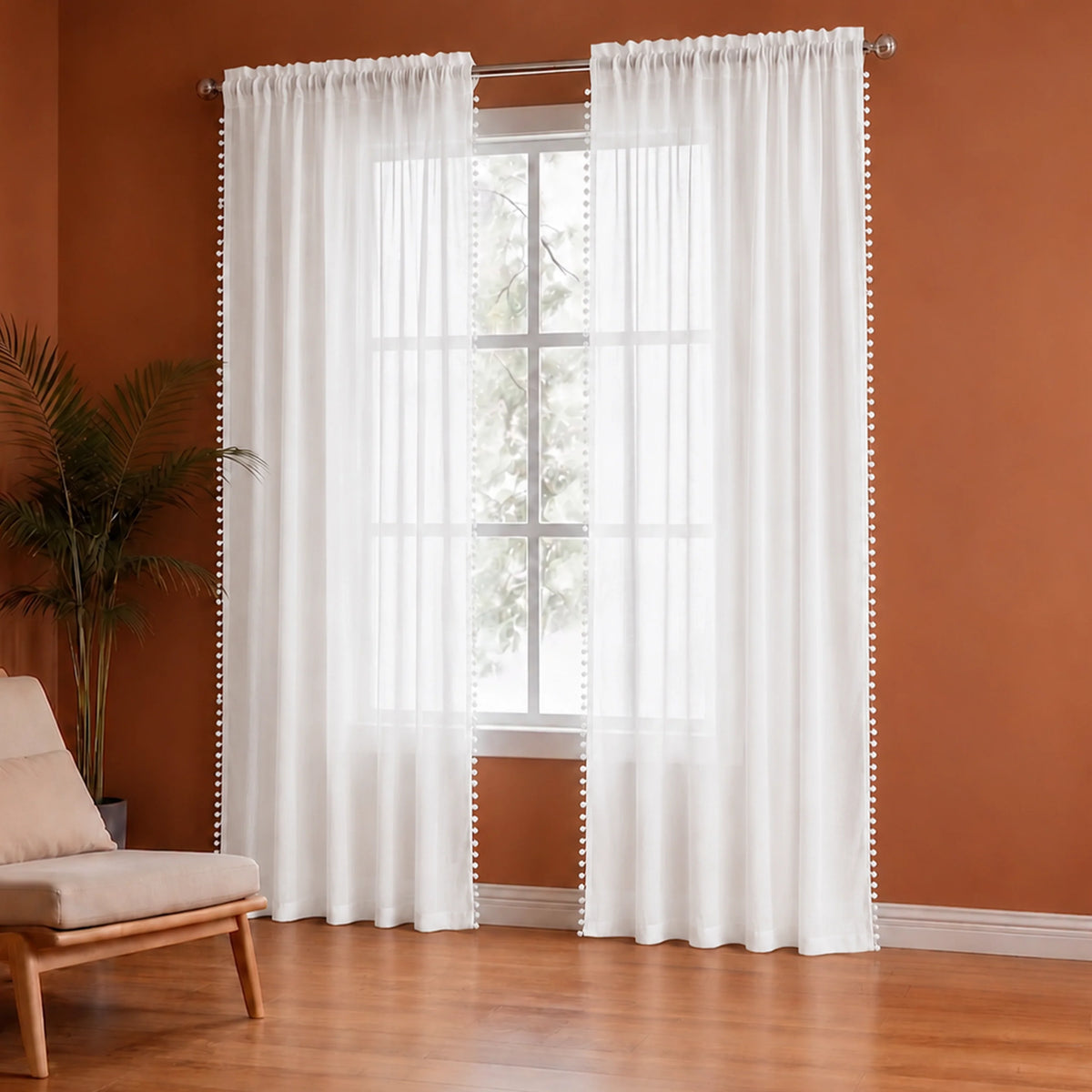Fort Handpicked Breeze - Rod Pocket White Sheer Curtain-2