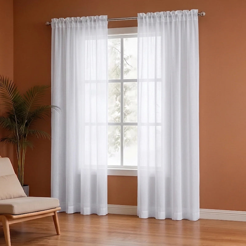 Fort Absolute - Rod Pocket White Sheer Curtain-2
