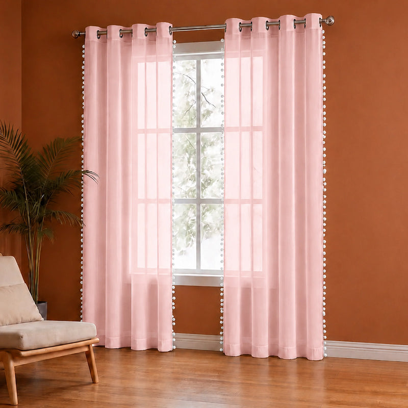 Fort Handpicked Breeze - Pink Sheer Curtain-2