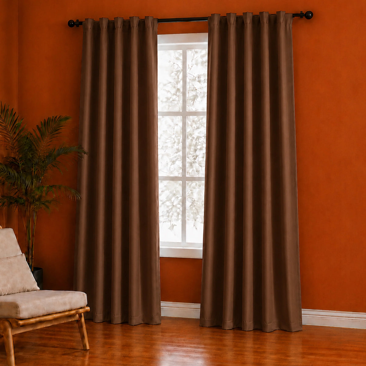 Fort Essential - Back Tab Blackout Curtain (Brown)-2