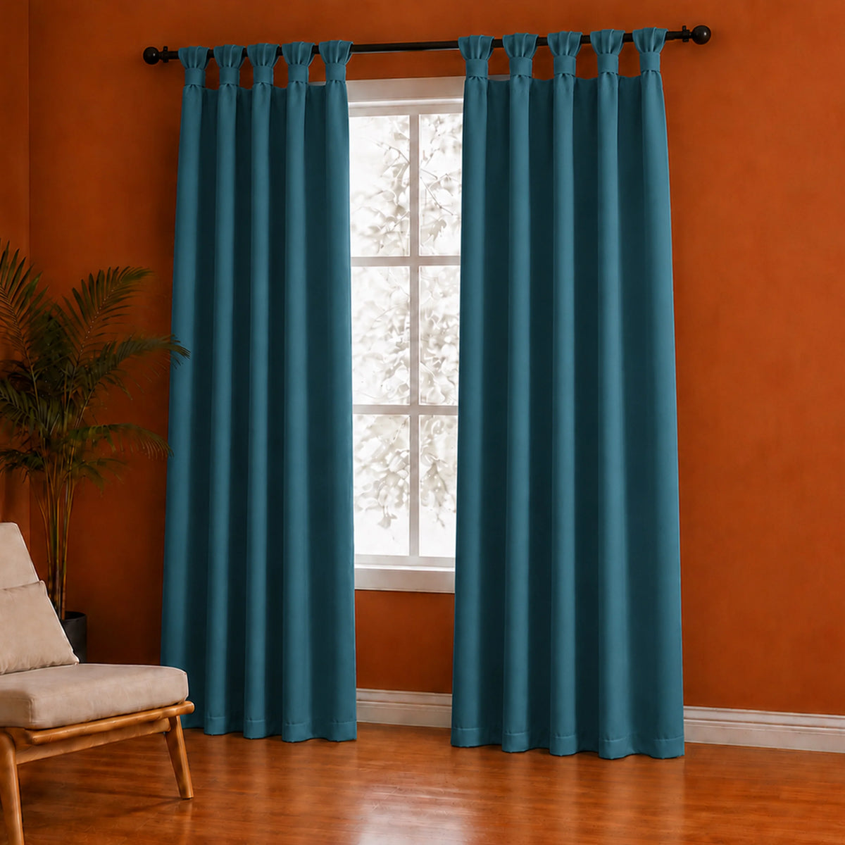 Fort Essential - Twist Tap Top Solid Blackout Curtain (Blue)-2