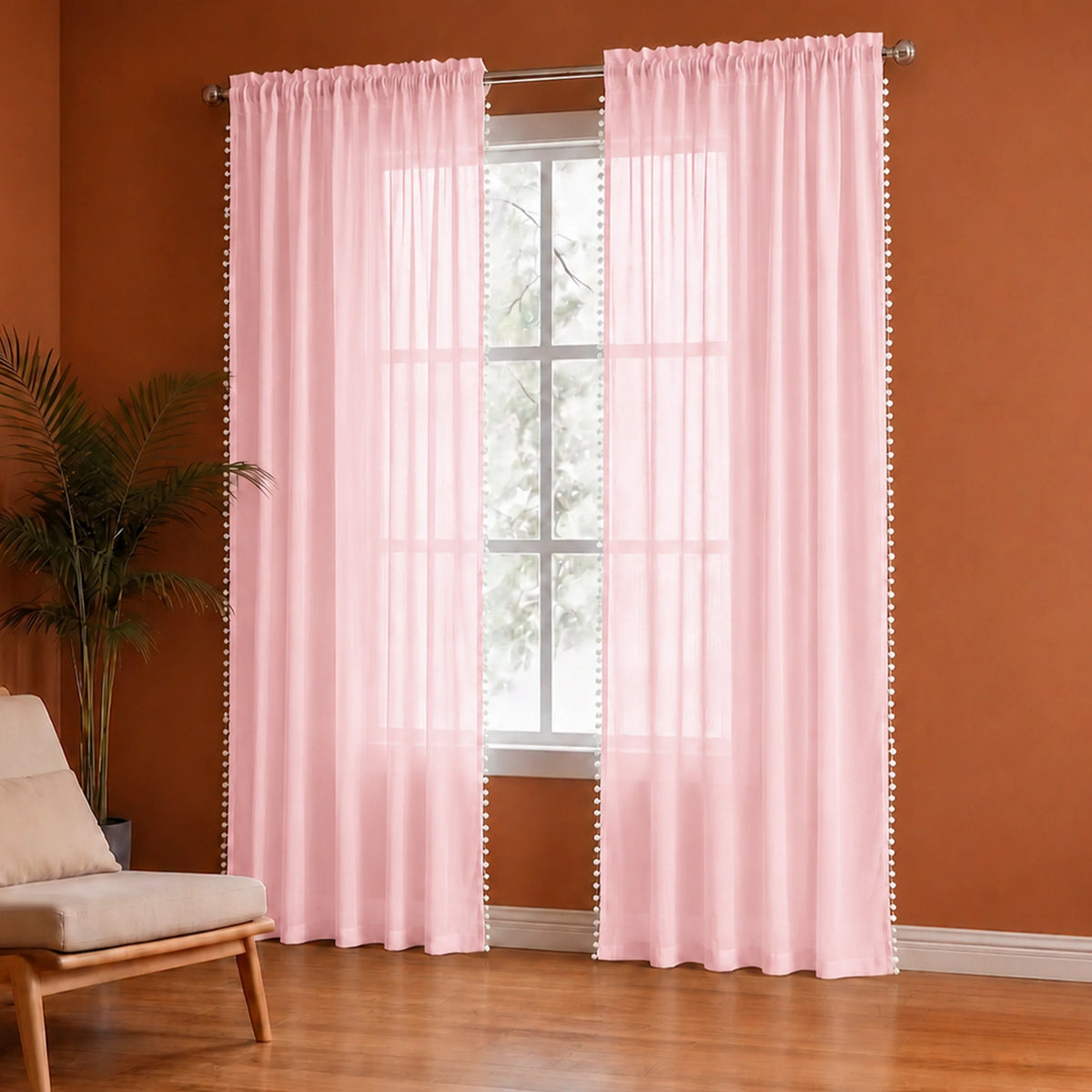 Fort Handpicked Breeze - Rod Pocket Pink Sheer Curtain-2